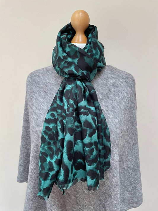 Winter Green Leopard Scarf