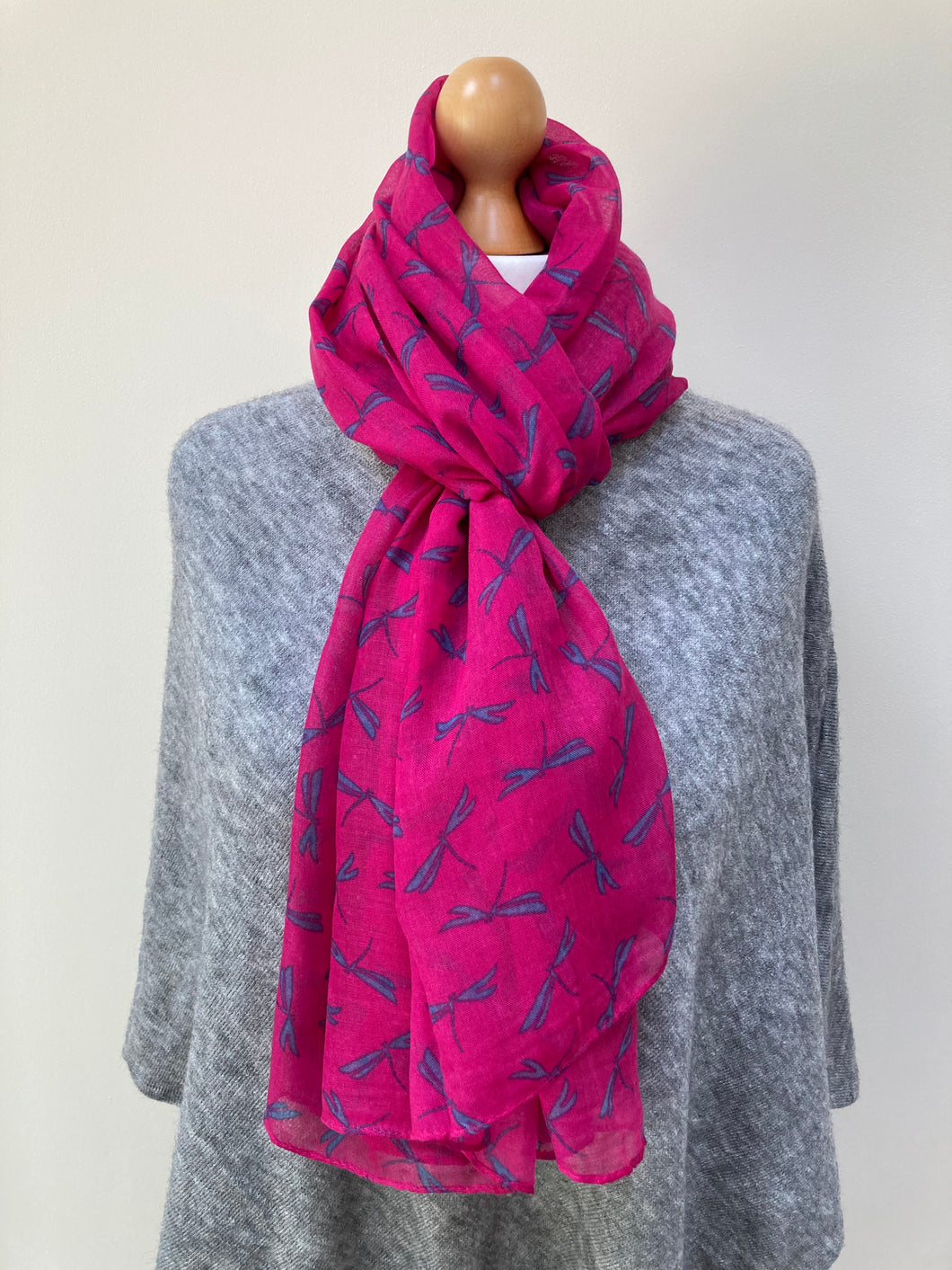 Winter Pink Dragonfly Scarf