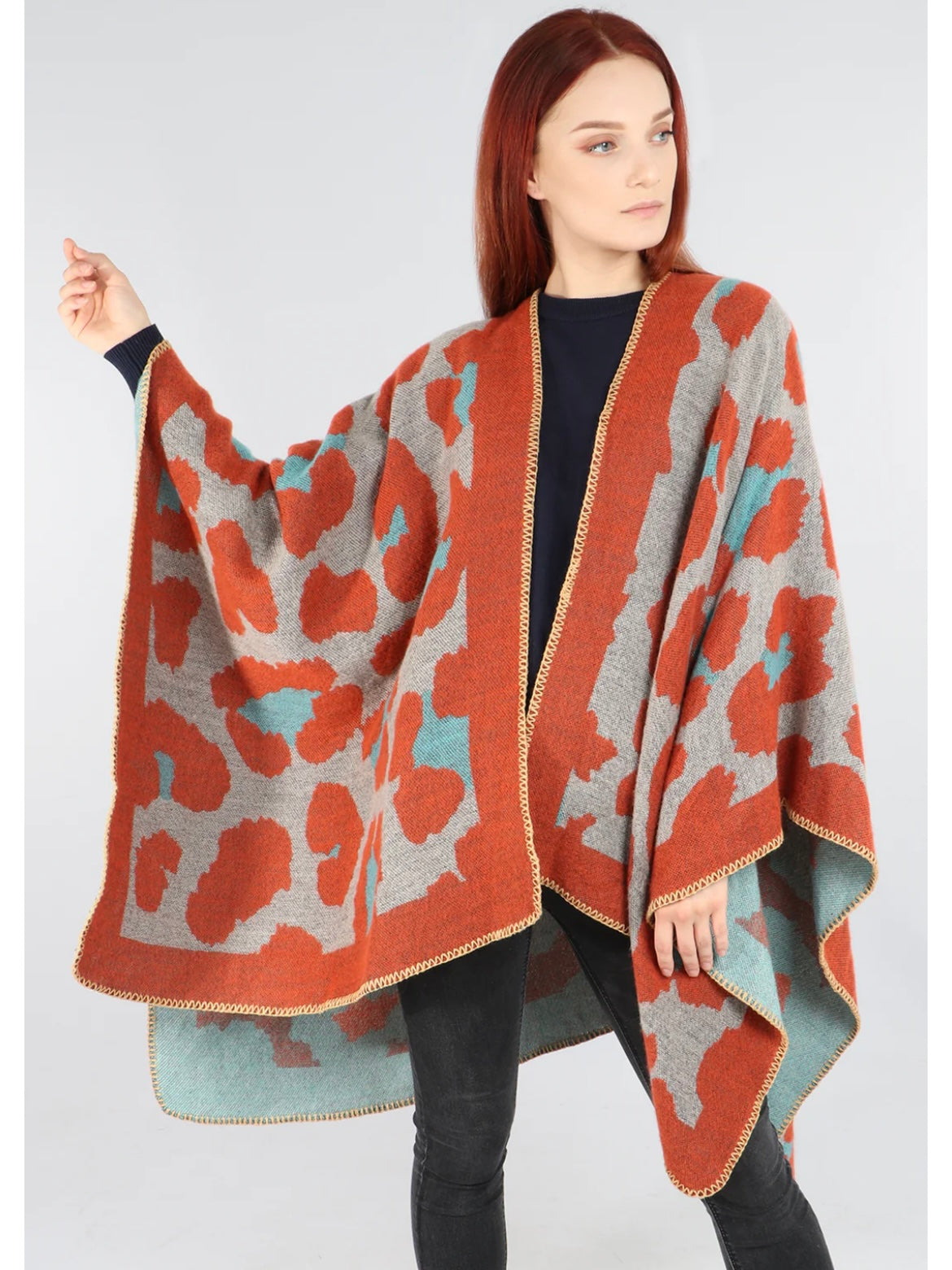 Autumn Orange Large Animal Print Cape