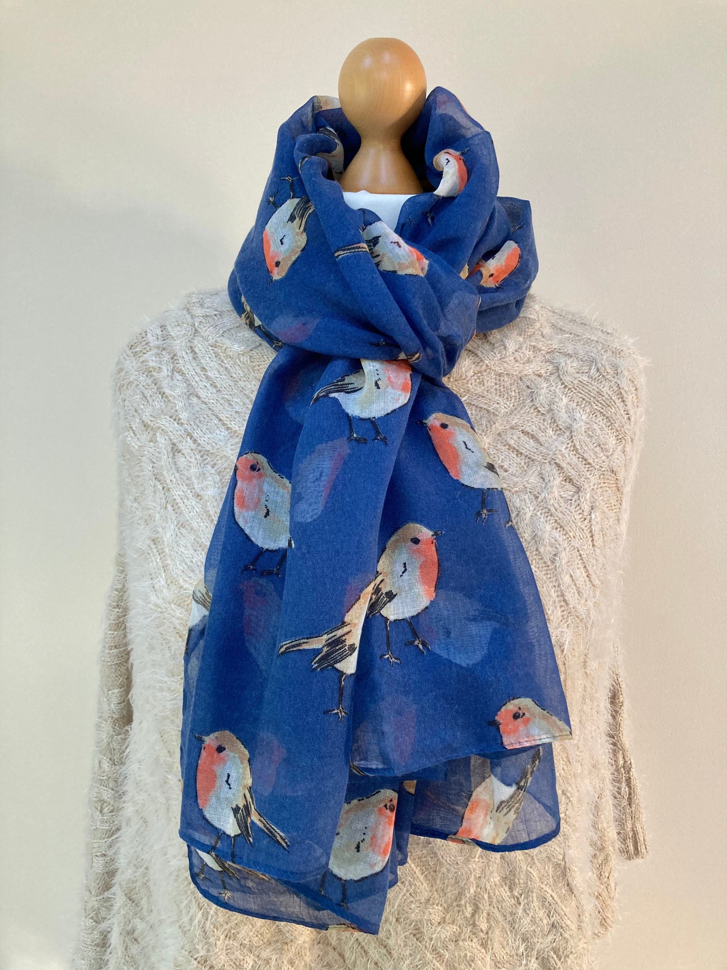 Spring Navy Robins Scarf