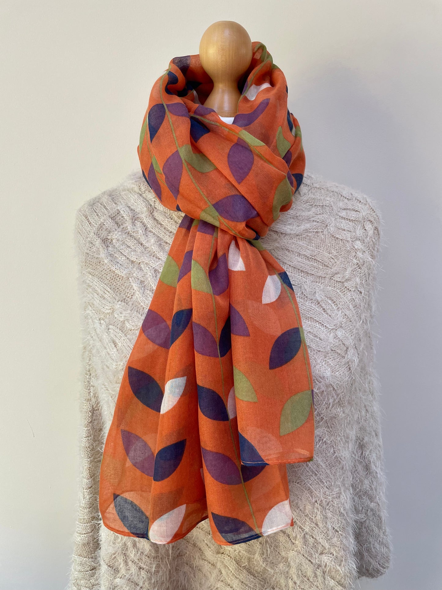 Autumn Orange Vines and Leaves Scarf