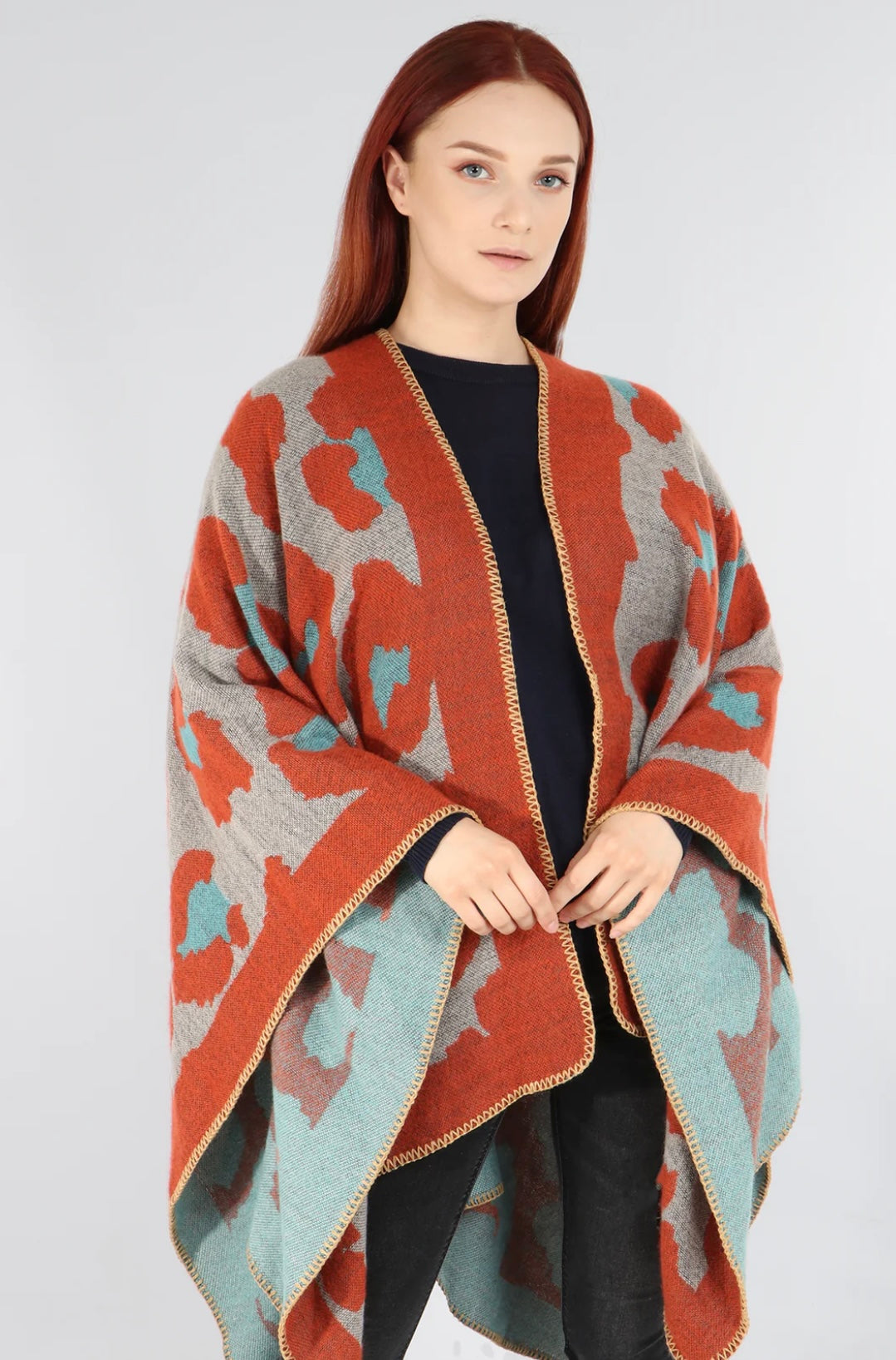 Autumn Orange Large Animal Print Cape