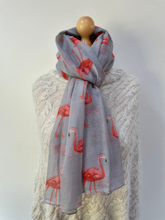 Spring Grey Flamingo Scarf