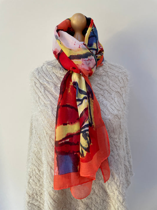 Spring Terracotta Abstract Scarf