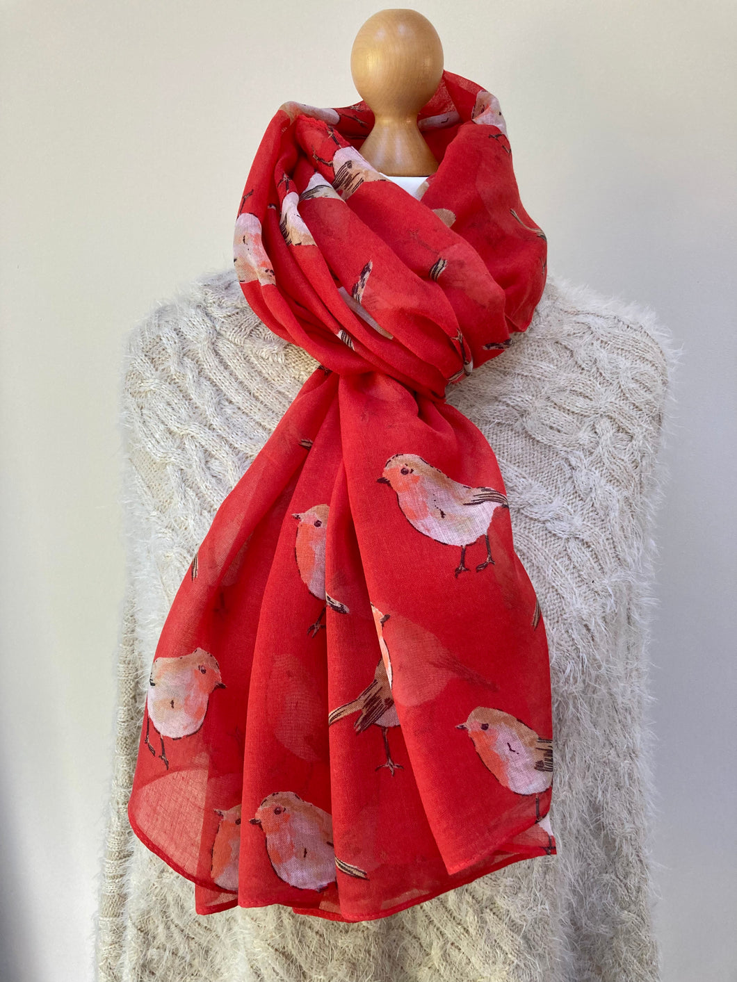 Spring and Autumn Red Robins Scarf