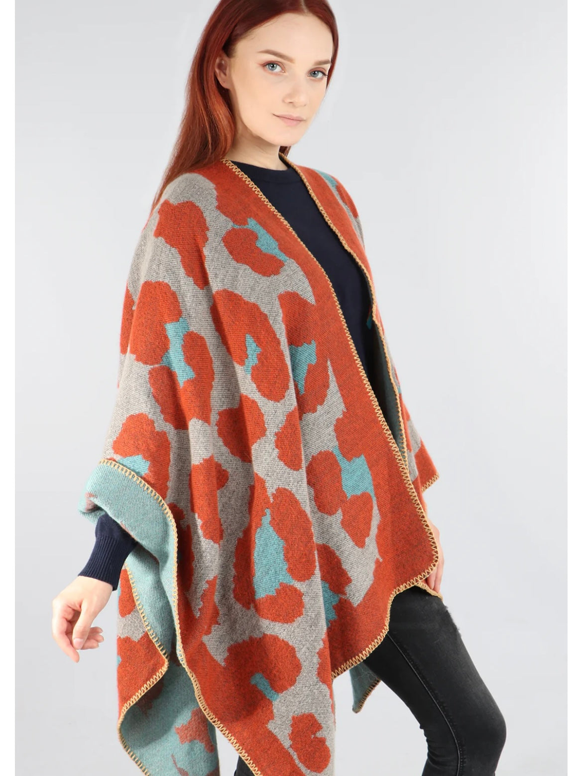 Autumn Orange Large Animal Print Cape