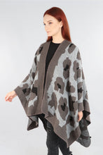 Load image into Gallery viewer, Winter Grey Large Animal Print Cape

