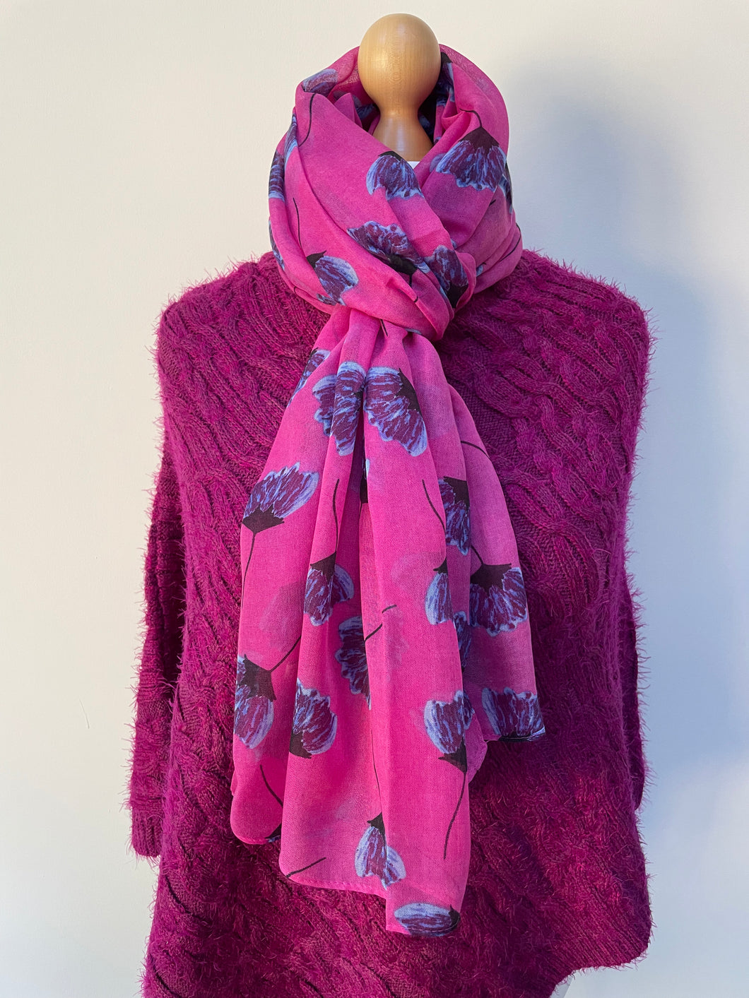 Summer and Winter Pink Flowers Scarf