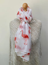 Load image into Gallery viewer, Cream Flamingo Scarf and Gloves Set
