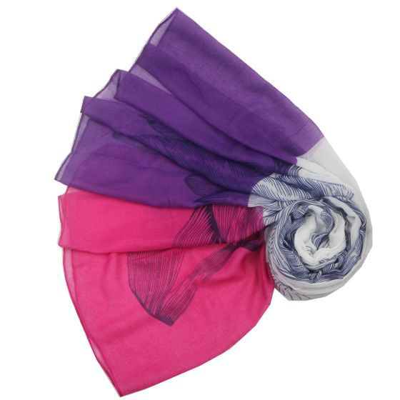 Summer and Winter Purple and Pink Large Leaf Scarf