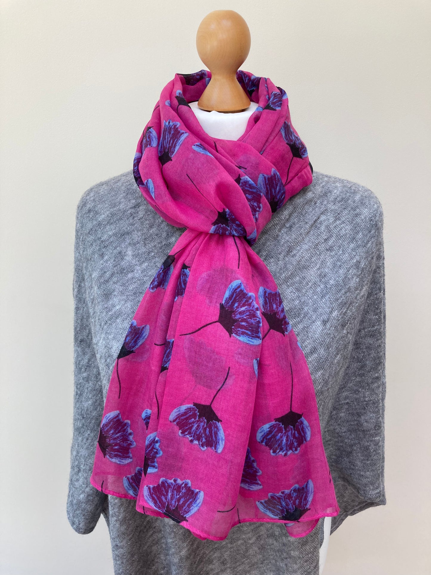 Summer and Winter Pink Flowers Scarf