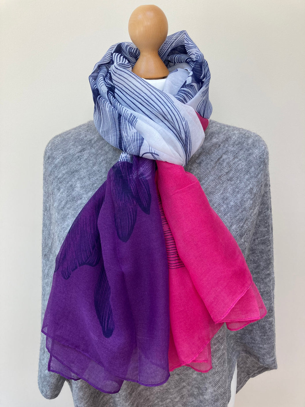 Summer and Winter Purple and Pink Large Leaf Scarf