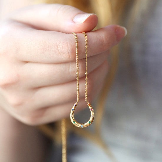 Rainbow Horseshoe Necklace