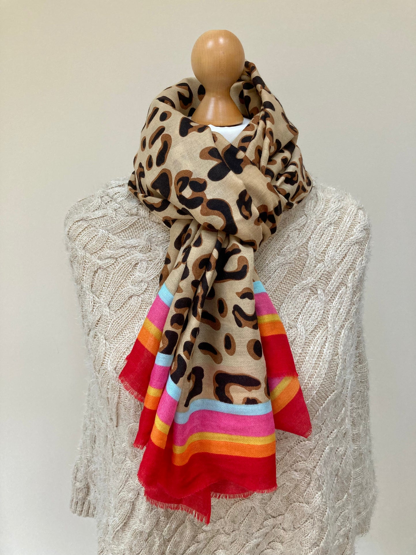 Spring Rainbow Leopard Scarf