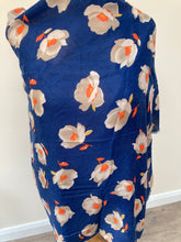 Load image into Gallery viewer, Spring Bright Navy Floral Scarf
